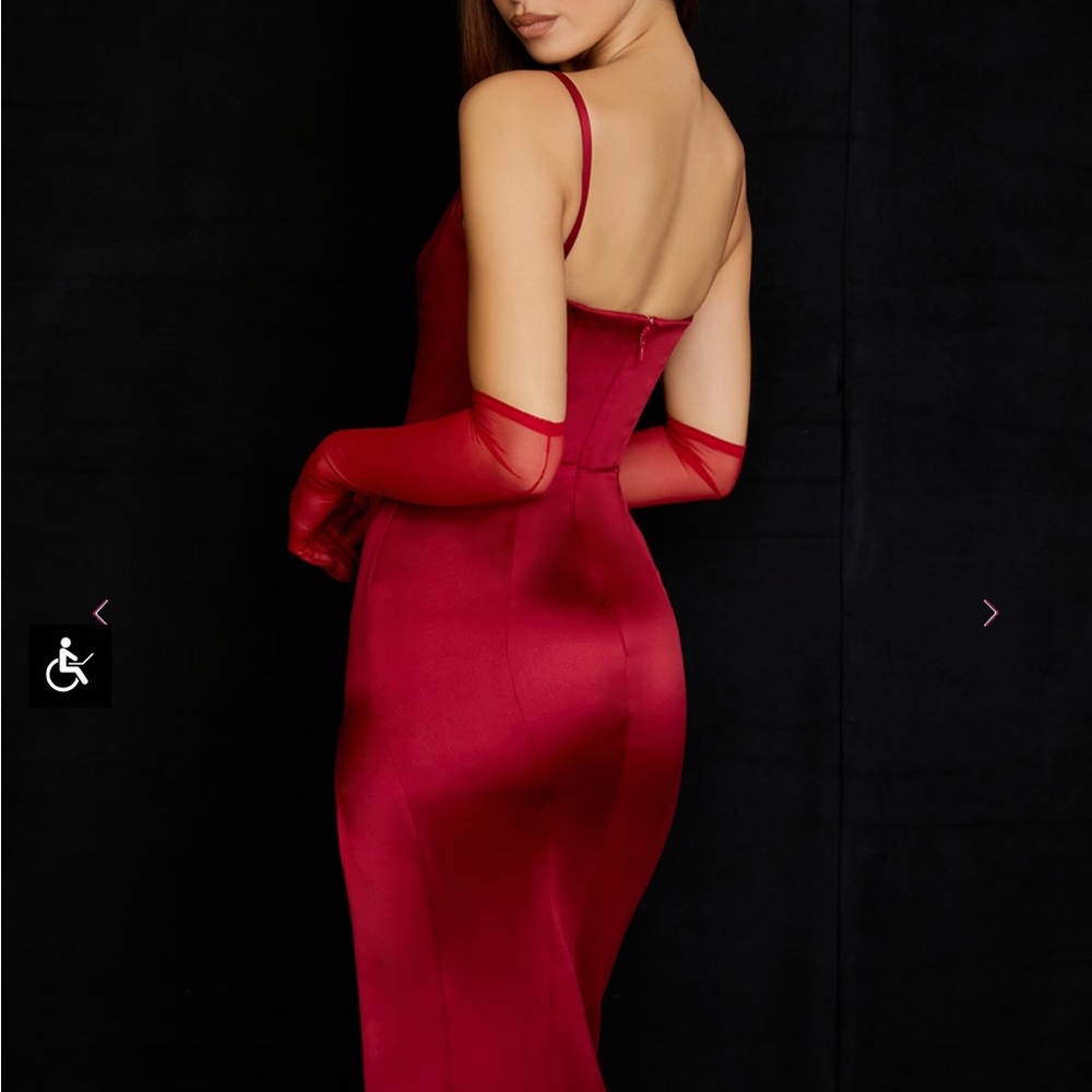 Elegant Red Satin Casimira House of CB Plus Cup Dress